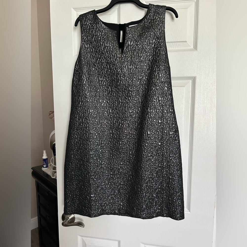 NWOT Size 14 Crown & Ivy Black and Silver Sheath Mini Dress